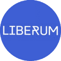 LIBERUM' is written in white inside a blue circle.