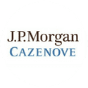 J.P.Morgan Cazenove' is written in black and blue inside a white circle.