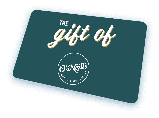 A teal O'Neill's gift card set against a white background.