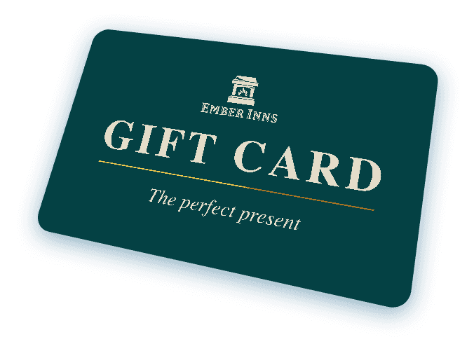 A dark green Ember Inns gift card, set against a white background.