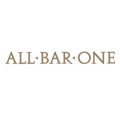 ALL BAR ONE is written in a clean and stylish gold font. Between each word is a small, golden triangle.