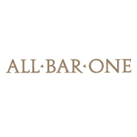 ALL BAR ONE is written in a clean and stylish gold font. Between each word is a small, golden triangle.