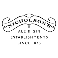 The Nicholson's logo. 'Nicholson's' is written inside a stylised parchment graphic, and underneath it, 'Ale & Gin establishments since 1873' is written.